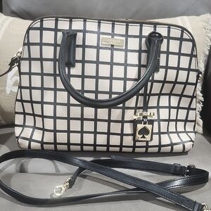 Kate Spade Black and Cream Grid Satchel